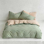 CouldNook Reversible Solid Duvet Cover - Ultra-Soft Washed Cotton Feel (Light Colors)