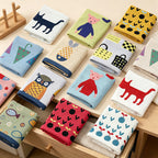 CouldNook Pure Cotton Gauze Cartoon Square Towel - Cute Absorbent Handkerchief
