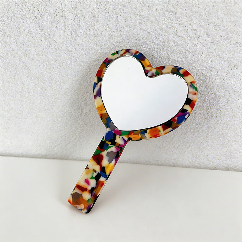 CouldNook Acetate Heart Handheld Mirror - Vintage Style Portable Makeup Mirror