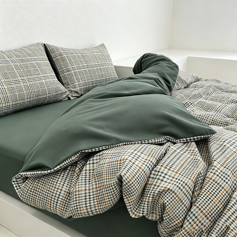 CouldNook Vibrant Plaid Duvet Cover - Ultra-Soft Washed Cotton Feel Bedding