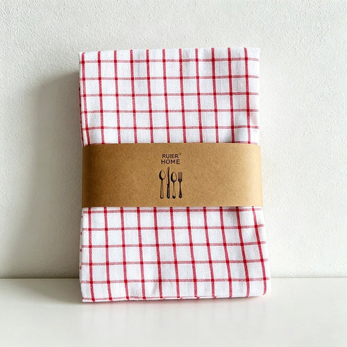 CouldNook 100% Cotton Woven Tea Towel - Classic Plaid & Striped Kitchen Cloth