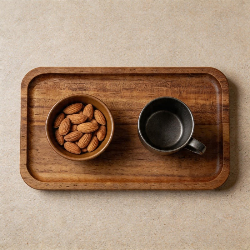 Acacia Wood Rectangular Serving Plates - 2 Sizes for Tea, Coffee & Food Service