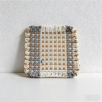 CouldNook Boho Hand-Woven Fringe Coaster - Chunky Checkered Cotton Mug Mat