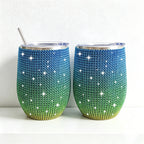CouldNook 12oz Bling Rhinestone Stemless Wine Tumbler - Clear Lid & Straw (Leopard & Ombre Series)