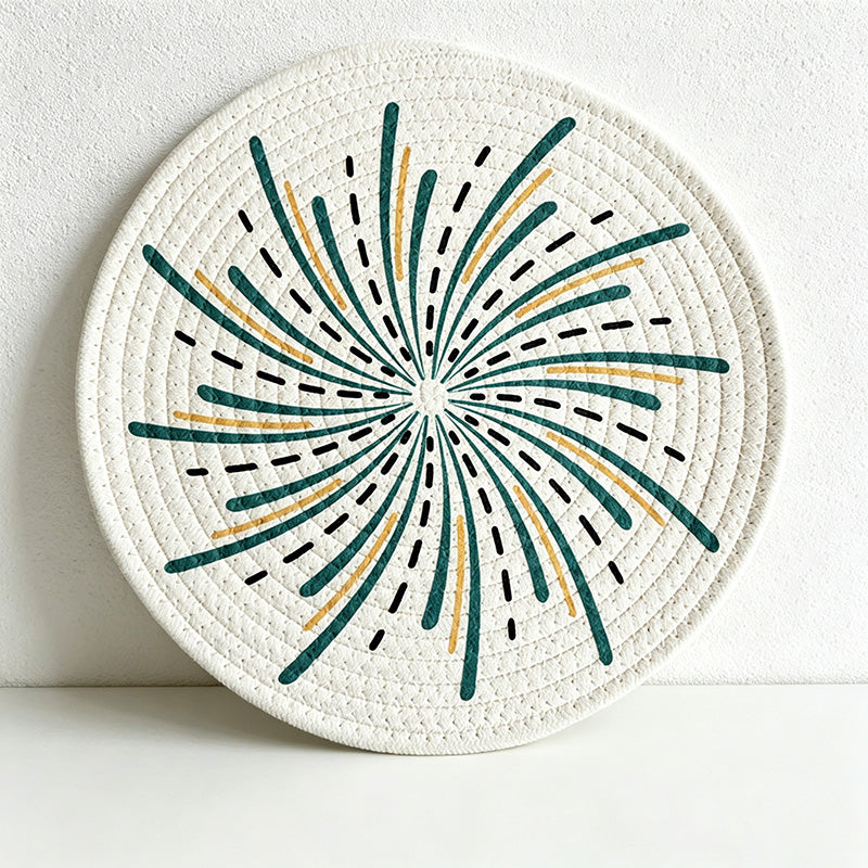 CouldNook Round Woven Cotton Placemat - Bohemian Mandala Dining Mat