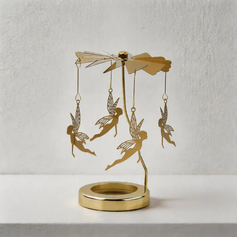 Rotating Carousel Candle Holder Candle Making Kits - Large Golden Spinning Tealight Carousel