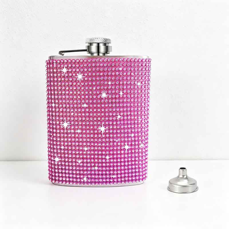 CouldNook 6/8oz Bling Rhinestone Hip Flask - Pocket Size with Funnel (Leopard & Gradient Series)