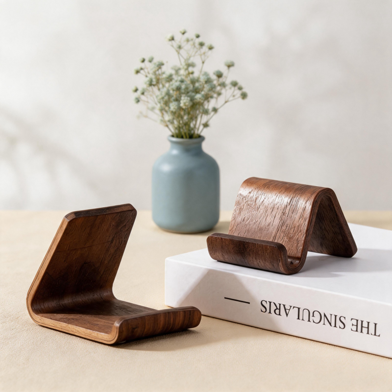 CouldNook Walnut Wood Phone Stand - Minimalist Desk Holder