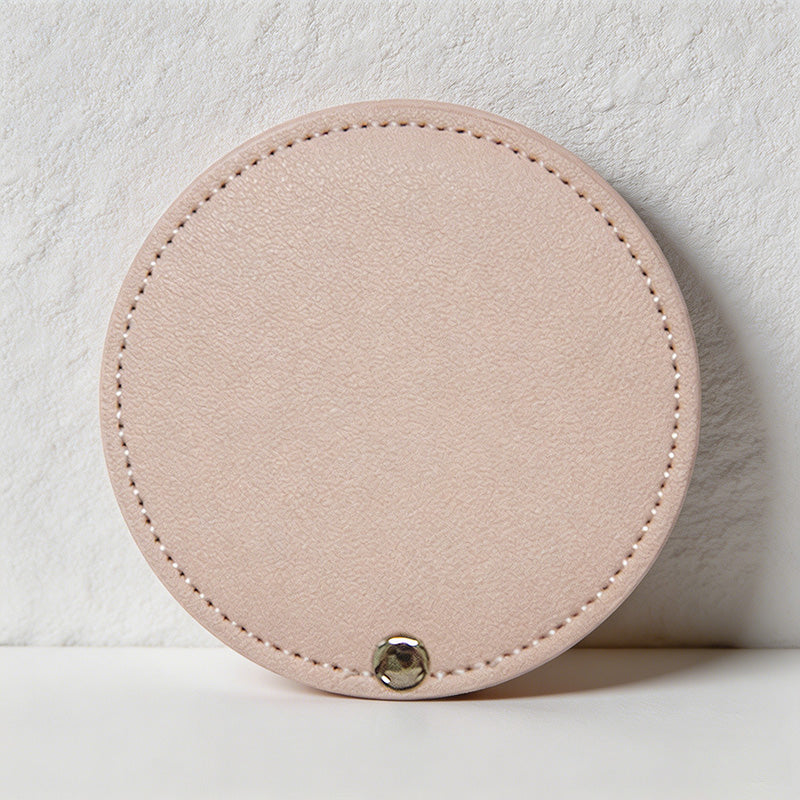 CouldNook PU Leather Rotating Compact Mirror - Portable Round Travel Mirror