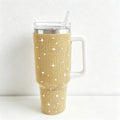 CouldNook 40oz Rhinestone Tumbler-Stainless Steel Vacuum Insulated Ice Tumbler with Handle & Straw
