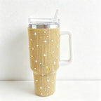 CouldNook 40oz Rhinestone Tumbler-Stainless Steel Vacuum Insulated Ice Tumbler with Handle & Straw