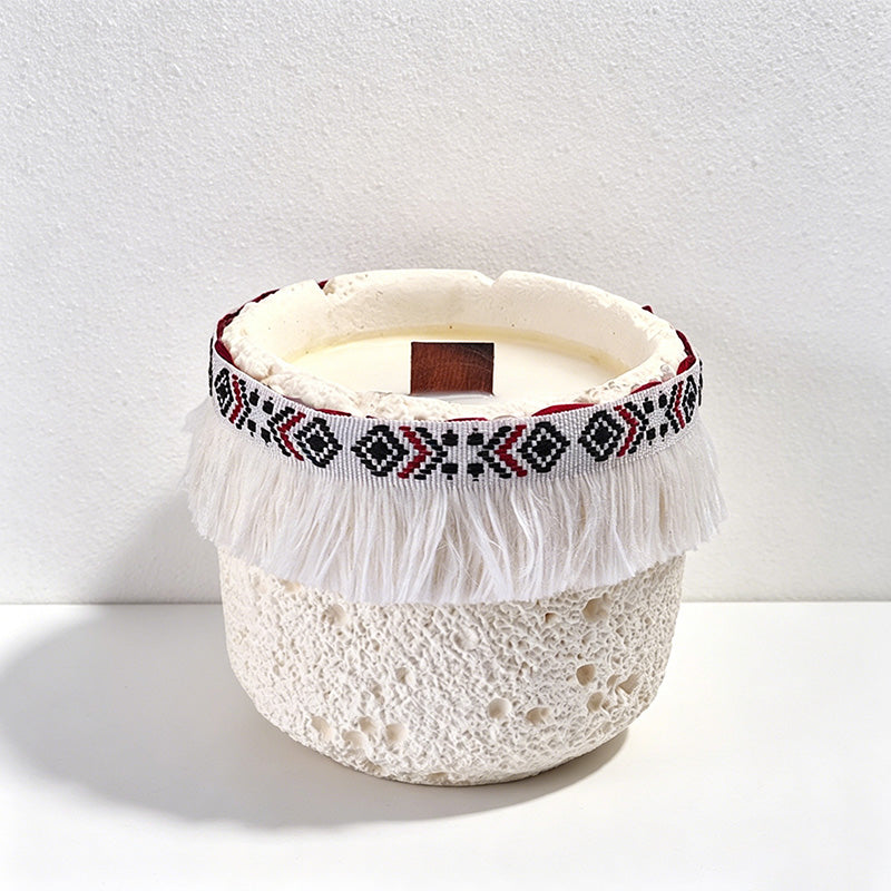 CouldNook Bohemian Fringe Scented Candle - Textured Wabi-Sabi Decor