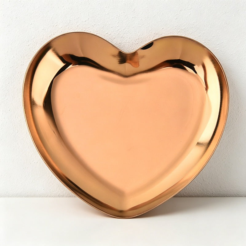 Heart Shape Stainless Steel Trays Plates - Jewelry Cosmetic Organizer Dish