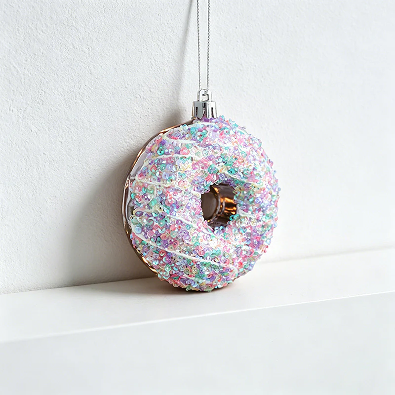 Donut Shaped Christmas Wall Decor - Glittery Hanging Ornament