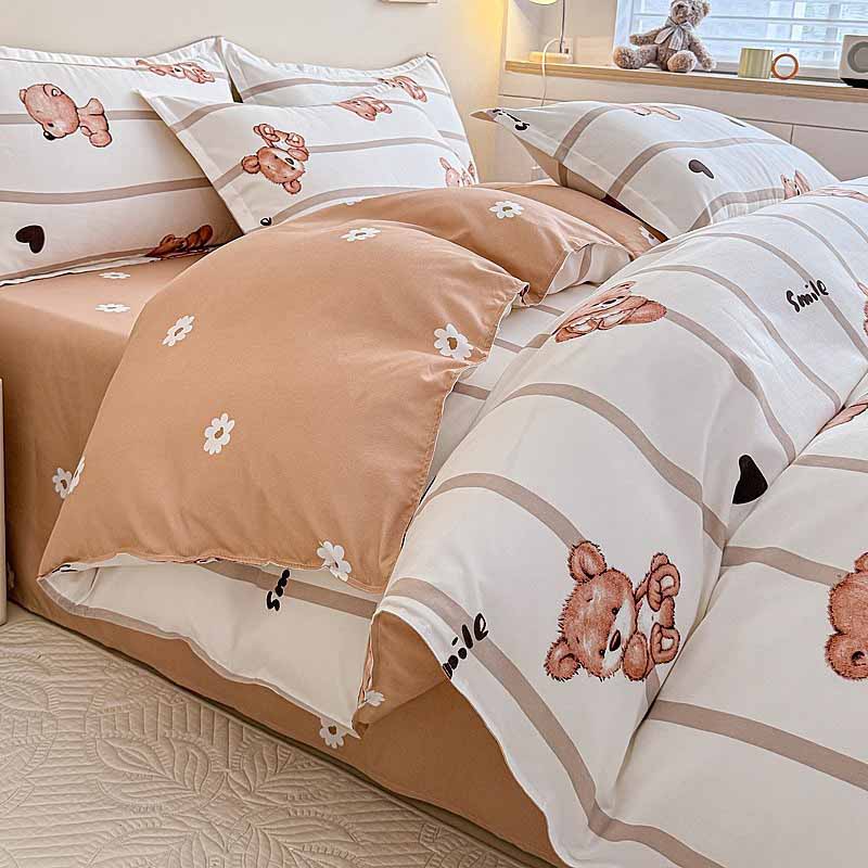 Ultra Soft Cartoon Panda & Bear Print Duvet Cover Set (Skin-Friendly & Breathable)