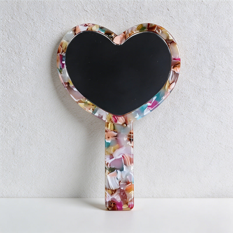 CouldNook Acetate Heart Handheld Mirror - Vintage Style Portable Makeup Mirror