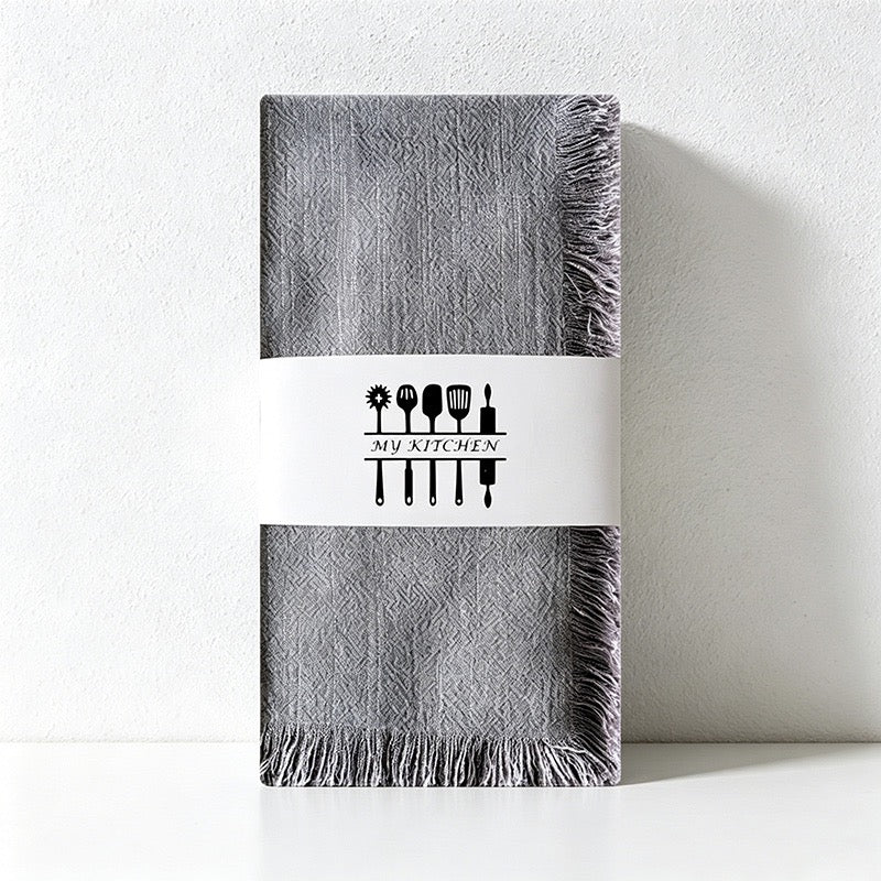 CouldNook Fringed Cotton Linen Napkin - Rustic Wabi-Sabi Dining Cloth