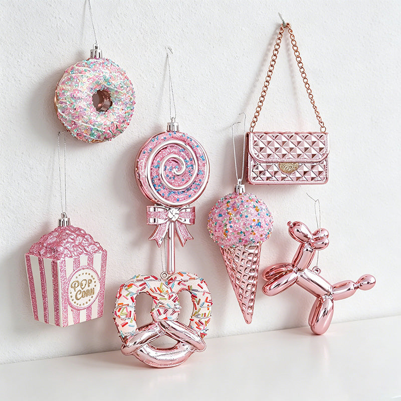 Pink Glitter Christmas House Wall Decor - 3D Hanging Christmas Decoration