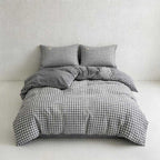 CouldNook Minimalist Gingham Duvet Cover - Ultra-Soft Washed Cotton Feel Bedding