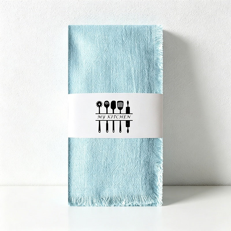 CouldNook Fringed Cotton Linen Napkin - Rustic Wabi-Sabi Dining Cloth