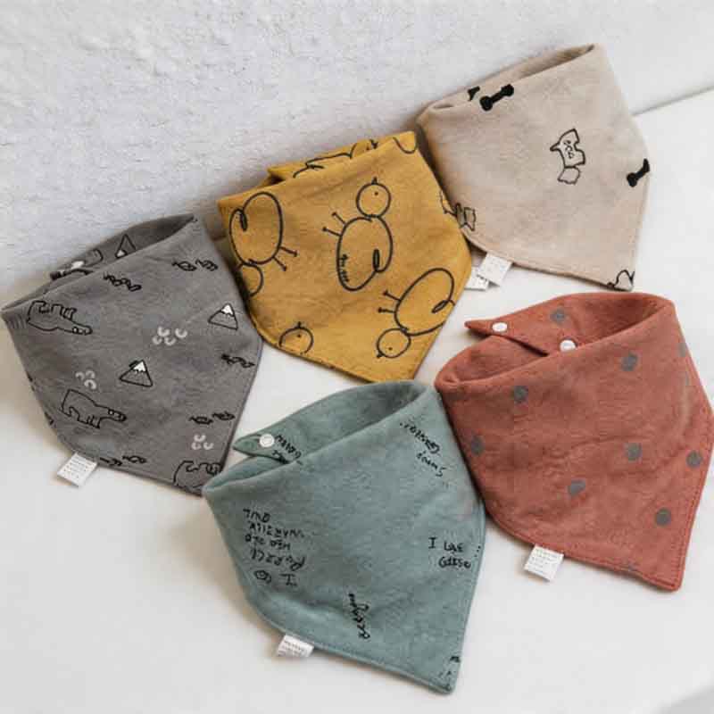 CouldNook Premium Cotton Baby Bandana Bibs - Geometric Bunny Soft Series (5-Pack)