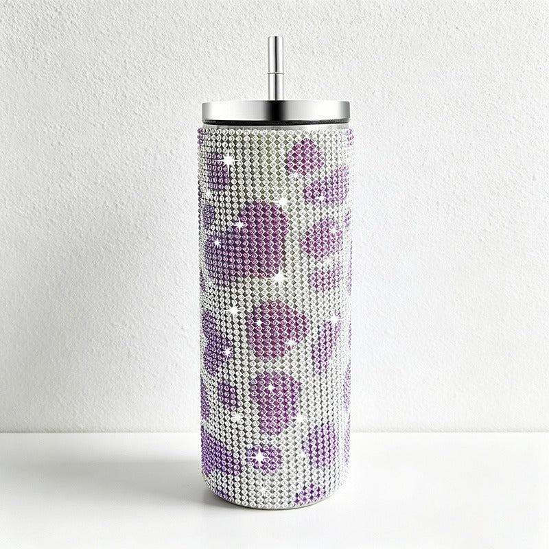 CouldNook 20oz Rhinestone Tumbler-Stainless Steel Vacuum Insulated Straight Body Tumbler with Straw