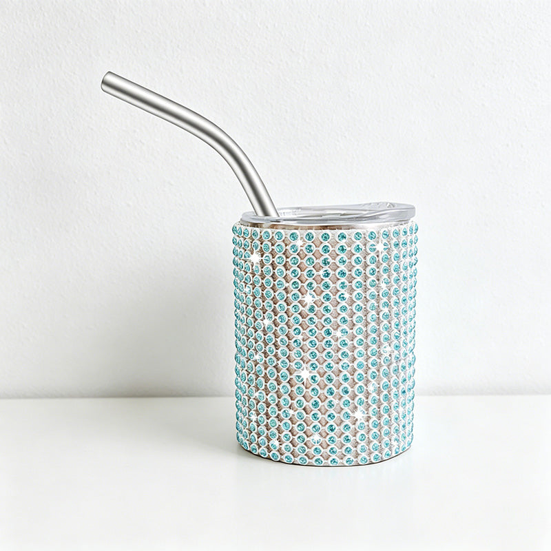 CouldNook Tumbler-3oz Rhinestone Straight Insulated Tumbler with Straw Mini Shot Glass Portable Car Cup