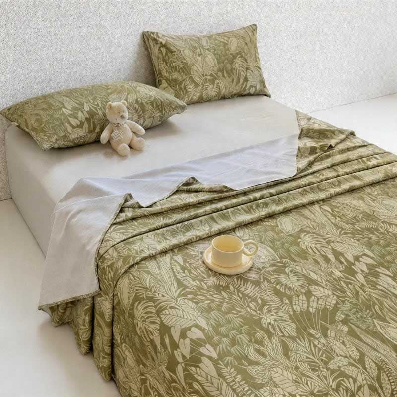 CouldNook Premium Cotton Homespun Flat & Fitted Sheet - Vintage Botanical