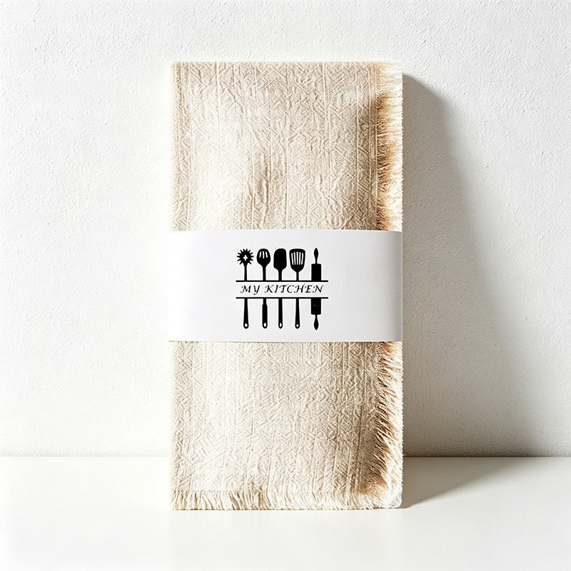 CouldNook Fringed Cotton Linen Napkin - Rustic Wabi-Sabi Dining Cloth