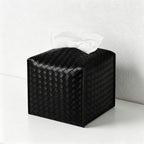 Woven PU Tissue Box - Leather Texture Square Napkin Holder