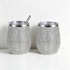 CouldNook 12oz Bling Rhinestone Stemless Wine Tumbler - Clear Lid & Straw (Leopard & Ombre Series)