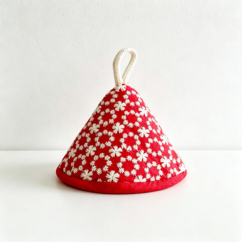 CouldNook Embroidered Floral Triangle Pot Holder - Cottagecore Mini Mitt