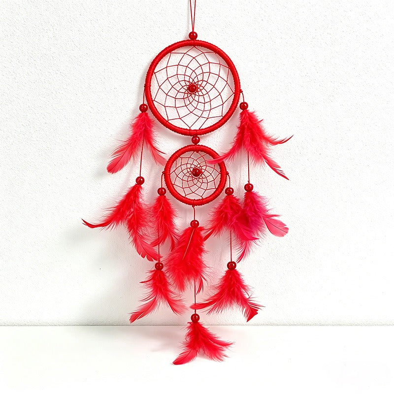 CouldNook Dreamcatcher-Double Ring Handmade Feather Dream Catcher Wind Chime