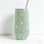 CouldNook Rhinestone Tumblers-6oz Stainless Steel Vacuum Insulated U-Shaped Eggshell Coffee Cup with Straw