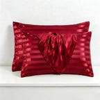 CouldNook Striped Silky Satin Pillowcase Set - Luxury Hotel Bedding (Set of 2)