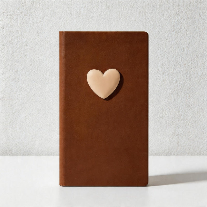 CouldNook 3D Heart Faux Leather Hardcover Notebook / Journal