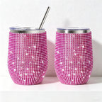 CouldNook 12oz Bling Rhinestone Stemless Wine Tumbler - Clear Lid & Straw (Solid Color Series)