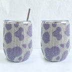 CouldNook 12oz Bling Rhinestone Stemless Wine Tumbler - Clear Lid & Straw (Exotic Animal Print Series)