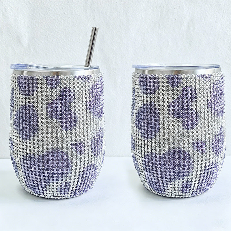 CouldNook 12oz Bling Rhinestone Stemless Wine Tumbler - Clear Lid & Straw (Exotic Animal Print Series)