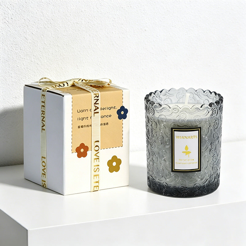 CouldNook Scented Candles - French Embossed Glass Scalloped Candle
