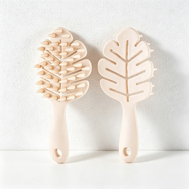 Leaf-Shaped TPR Shampoo Brush, Long Handle Scalp Massage Detangling Brush for Wet Hair