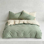 CouldNook Reversible Solid Duvet Cover - Ultra-Soft Washed Cotton Feel (Light Colors)