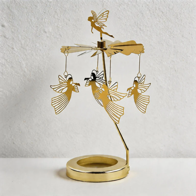 Rotating Carousel Candle Holder Candle Making Kits - Large Golden Spinning Tealight Carousel