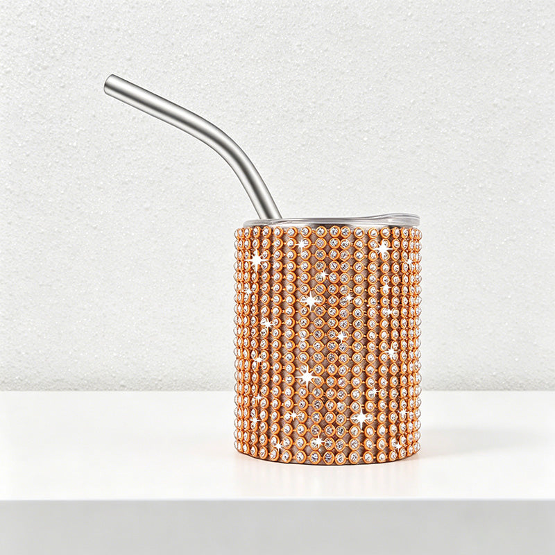 CouldNook Tumbler-3oz Rhinestone Straight Insulated Tumbler with Straw Mini Shot Glass Portable Car Cup