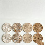 CouldNook 8-Piece Woven Cotton Coaster Set with Metal Holder - Minimalist Gradient Drink Mats
