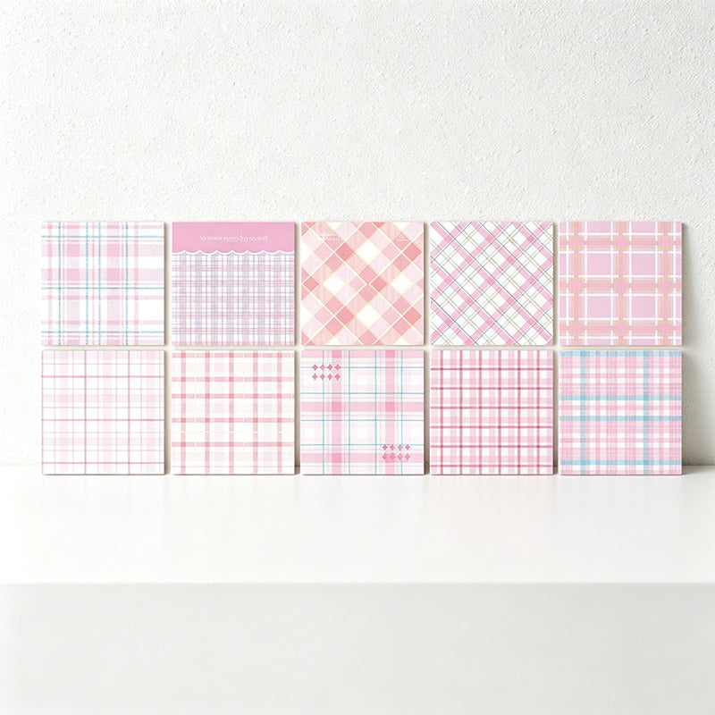 CouldNook Pastel Plaid Memo Pad - Aesthetic Non-Sticky Journaling Paper (200 Sheets)