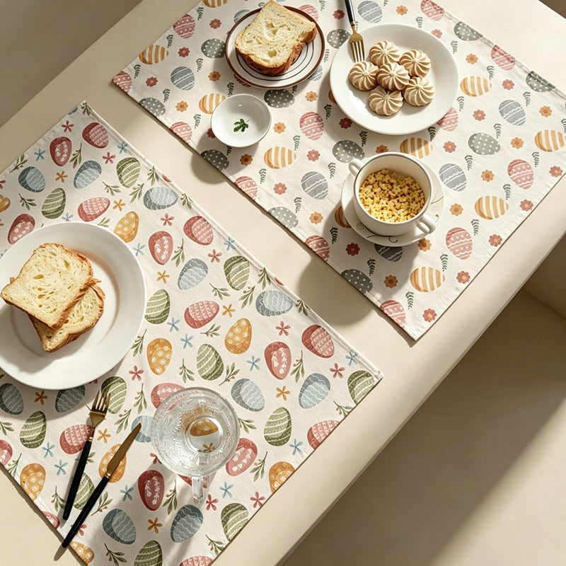 CouldNook Printed Cotton Tea Towel - Festive Easter Egg Dining Napkin