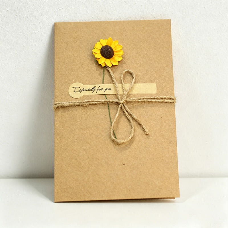 Vintage Kraft Paper DIY Dried Flower Greeting Cards, Assorted Floral Designs for All Occasions