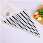 Polka Dot Triangle Culinary Bandanas - Lace Trimmed Headscarf(Set of 10)