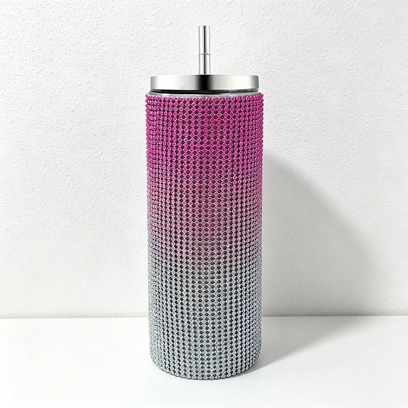 CouldNook 20oz Rhinestone Tumbler-Stainless Steel Vacuum Insulated Straight Body Tumbler with Straw
